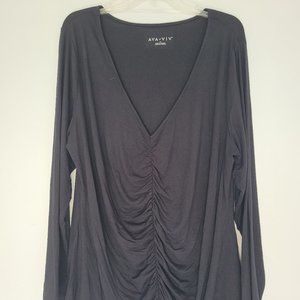 Ava & Viv, 2X, black V-neck top